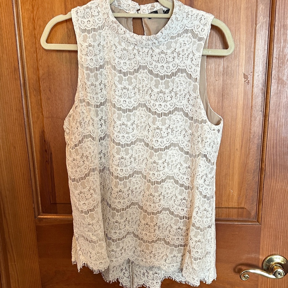 Rose & Olive Cream Lace Sleeveless Blouse